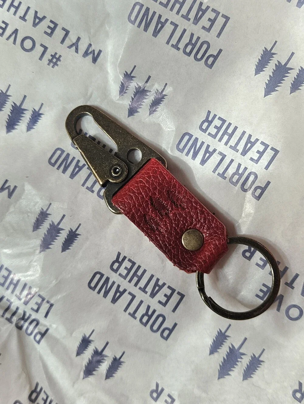 Unicorn Portland Leather Goods Keychain In Chili Red